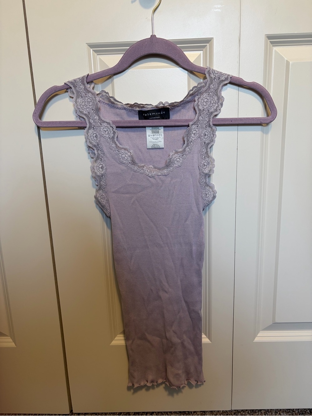 Rosemunde Copenhagen Lace-Trim Ribbed Tank - Lavender